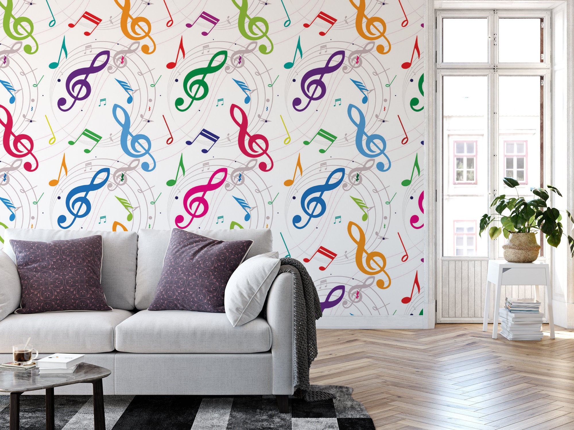 Wallpaper Peel and Stick Wallpaper Colorful Music Notes - Etsy New Zealand Wallpaper Peel and Stick Wallpaper Colorful Music Notes - Etsy New Zealand