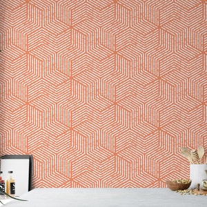 Orange & White Bold Geometric  Removable Wallpaper, Wall Art, Peel and Stick Wallpaper,  Mural Room Decor, Wallpaper, MW1234