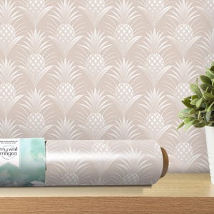 Tan Pineapples Wallpaper | Sand Peel and Stick Mural | Pineapple Decor (MW2322)