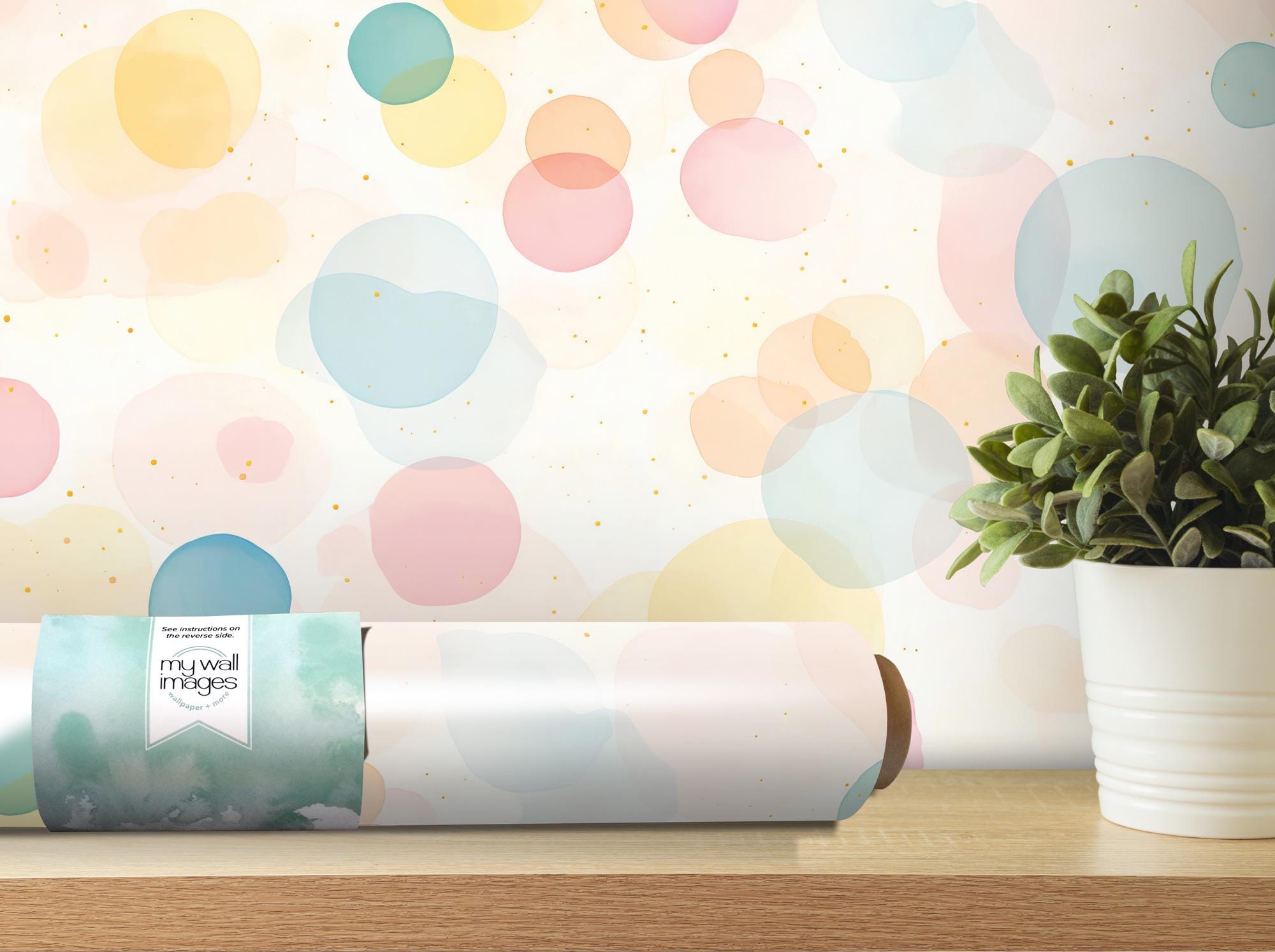 Abstract Circles in Pastels, Removable Wallpaper, Wall Art, Peel and Stick Wallpaper,  Mural, Accent Wall Nursery Wallpaper, MW1965