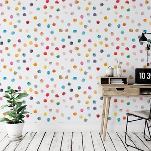 Colorful Watercolor Spots  Removable Wallpaper, Wall Art, Peel and Stick Wallpaper, Room Decor, Accent Wall, MW1591