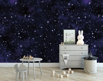Dark Night Sky Removable Wallpaper Kids Room Peel and Stick Nursery ...