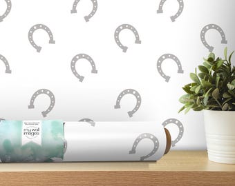 Horseshoes Wallpaper | Peel and Stick Western Mural | Horse Lover (MW1293)