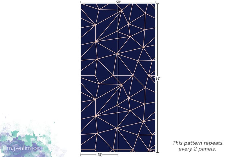 Papel pintado geométrico moderno azul marino / Mural autoadhesivo contemporáneo (MW1386) imagen 4