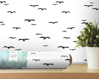 Black Birds, Birds Nature Wallpaper | Peel and Stick Mural | Modern Decor (MW1467)