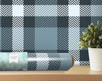 Tapeta w niebieską kratę samoprzylepna | Plaid Decor (MW1225)
