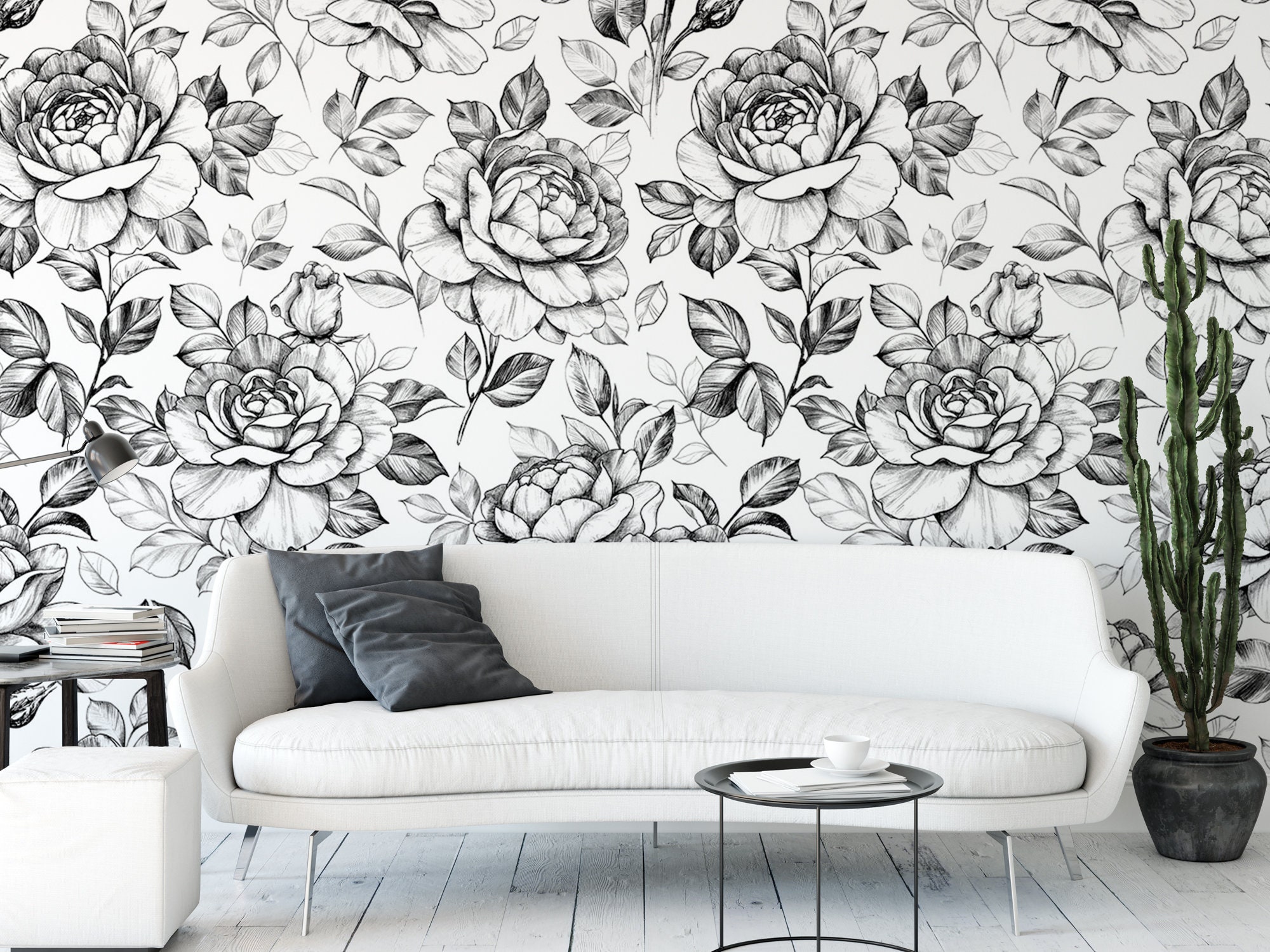 black rose pattern wallpaper