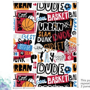 a poster with a basketball theme on it