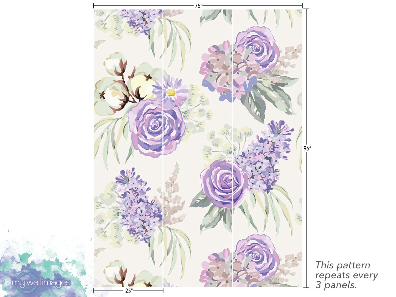 Wallpaper Peel and Stick Wallpaper Mauve Roses Lilacs - Etsy