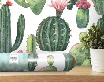 Cacti and Succulents Peel and Stick Wallpaper | Removable Wall Mural (MW1565)