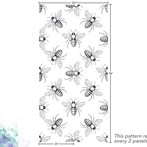 Bees Black and White Removable Wallpaper, Wall Art, Peel and Stick Wallpaper, Room Decor, Accent Wall, Bumble Bees, Modern Bees, MW1494 image 3