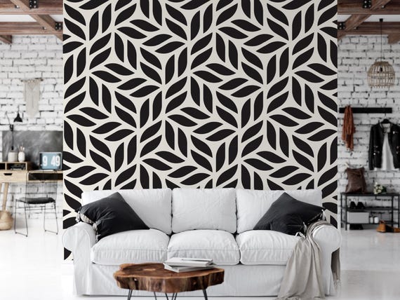 Scandinavian Modern Abstract Black and Cream Removable Wallpaper Wall Art Peel and Stick Wallpaper Room Decor Accent Wall Simple MW1347 Etsy
