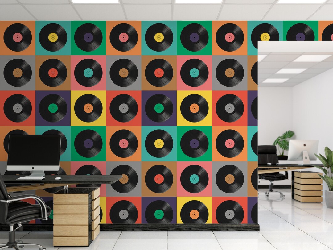Vinyl Records Pop Art Music Removable Wallpaper Wall Art Peel and Stick Wallpaper Decor Accent Wall Recording Studio Bedroom MW1419 Etsy