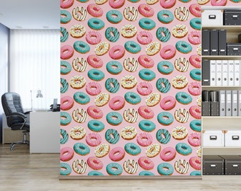 Glazed Donuts  Removable Wallpaper, Wall Art, Peel and Stick Wallpaper,  Mural, Accent Wall, MW1841