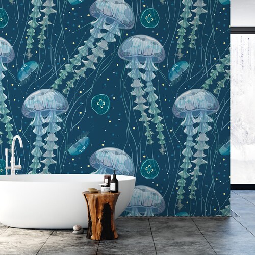 Wallpaper Peel and Stick Wallpaper Giant Jellyfish Removable Etsy