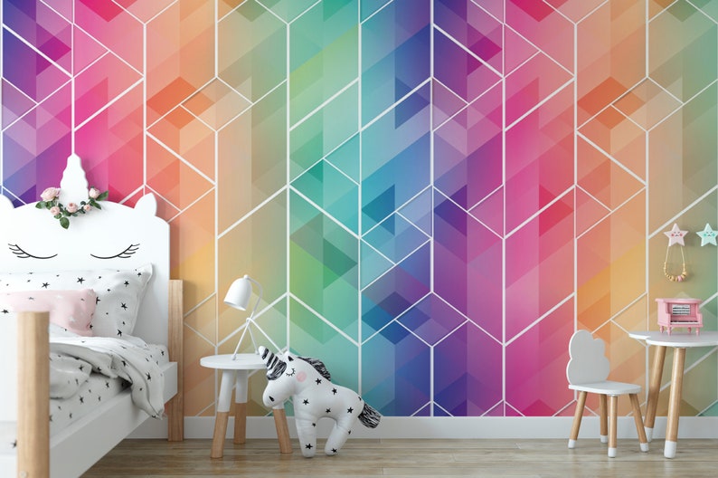 Wallpaper Peel and Stick Wallpaper Rainbow Color Mosaic - Etsy Australia