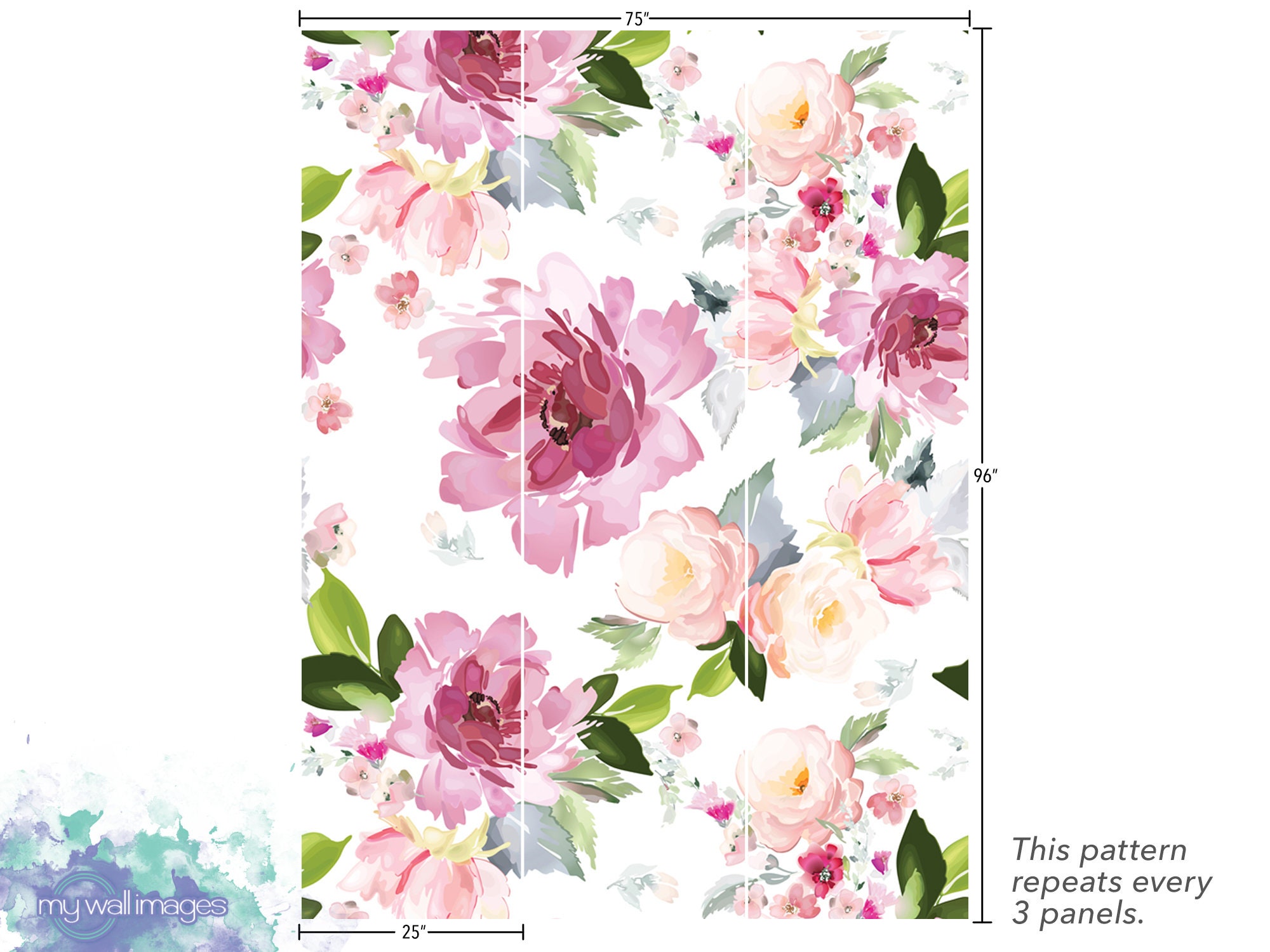 Large Pink and Peach Floral Removable Wallpaper Peel and Etsy