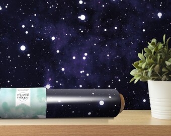 Wall Mural Night Sky With Stars and Clouds Wallpaper Peel and Stick ...
