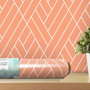 Coral White Geometric Wallpaper - Peel and Stick Wallpaper - Home Decor - Wall Mural - Wall Art - Modern Geometric Decor - MW1231