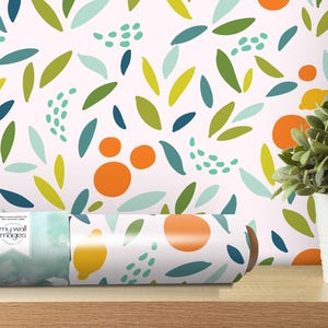 Cute Lemon and Orange Wallpaper | Peel and Stick Wall Mural | Kitchen Decor (MW1165)