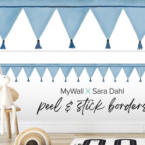 Blueberry Blue Valance Wall Border: Peel & Stick Removable Decal - MW2308
