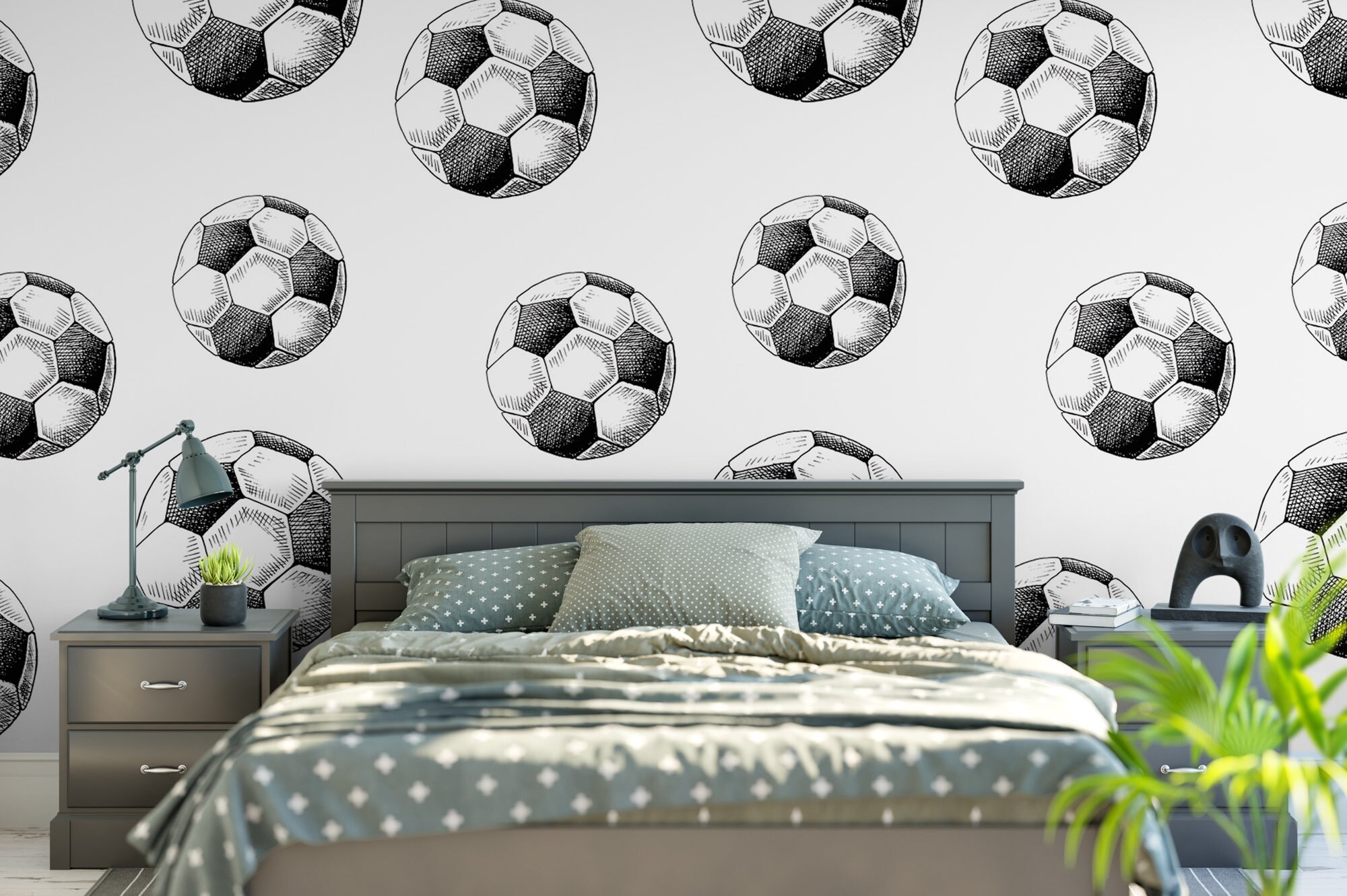 Soccer Balls Temporary Removable Wallpaper Peel and Stick Etsy