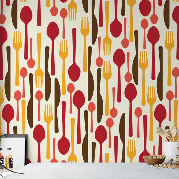 Retro Kitchen Wallpaper - Etsy