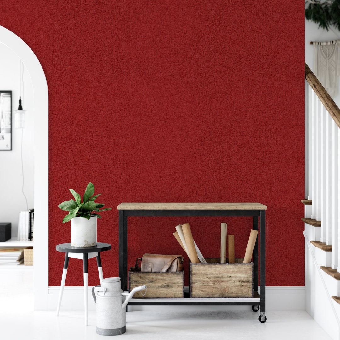 Wallpaper Peel and Stick Wallpaper Red Leather Faux Texture Etsy