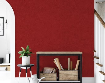 Red Leather Faux Texture Removable Wallpaper, Simple, Minimalist, Peel and Stick Wallpaper, Mural, Modern, Decor, Accent, MW1522