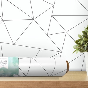 Black and White Triangle Abstract Removable Wallpaper, Wall Art, Peel and Stick Wallpaper, Room Decor, Accent Wall, Modern, MW1414