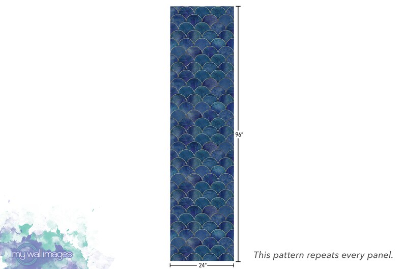 Mermaid Blue Fish Scale Removable Wallpaper Peel and Stick Etsy
