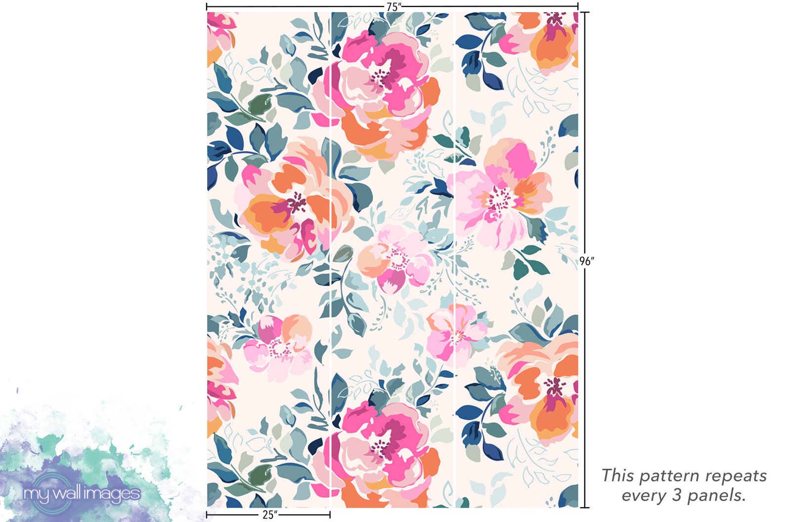 Watercolor Pink Roses Removable Wallpaper Peel and Stick Etsy