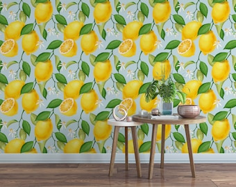 Lemon Removable Wallpaper, Wall Art, Peel and Stick Wallpaper,  Mural, Nursery, Room Decor, Accent Wall, MW1067