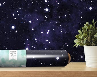 Night Sky Space Peel and Stick Wallpaper | Stars Mural | Gamer Boys Room Decor (MW1602)