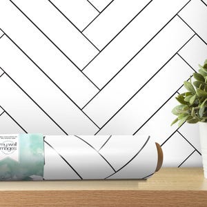 White Herringbone Wallpaper | Peel and Stick Wallpaper | Modern Decor (MW1206)