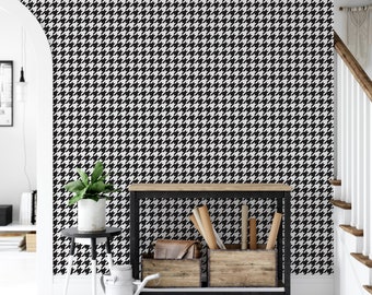 Houndstooth Pattern  Removable Wallpaper, Wall Art, Peel and Stick Wallpaper, Room Decor, Accent Wall, MW1694