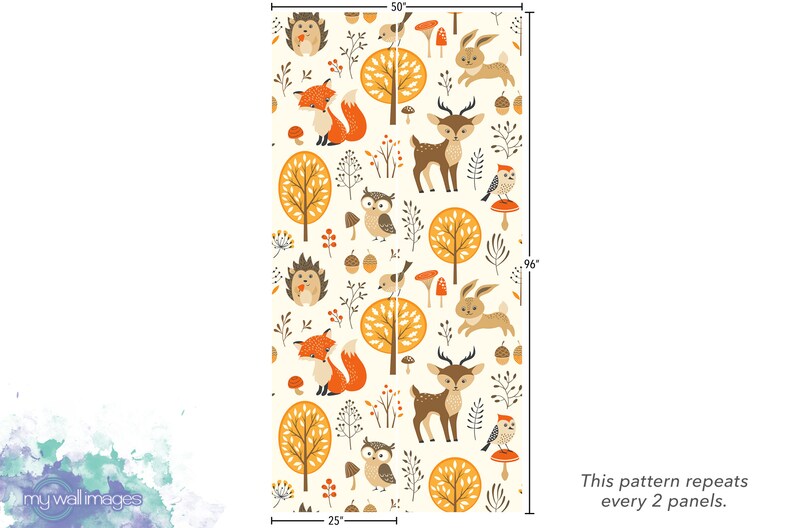 Wallpaper Peel and Stick Wallpaper Cute Woodland Animals Etsy