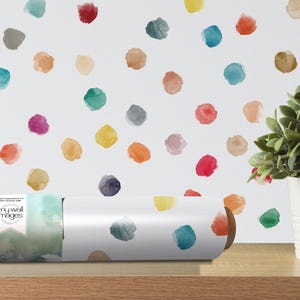 Colorful Watercolor Spots Wallpaper | Rainbow Decor | Removable Kids Mural (MW1591)