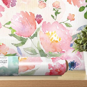 Cottagecore Blushing Blooms Wallpaper - Peel and Stick Wallpaper - Home Decor - Wall Mural - Wall Floral Art - Removable Wallpaper - MW1037
