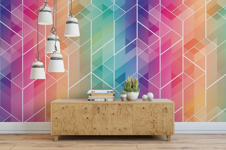 Wallpaper Peel and Stick Wallpaper Rainbow Color Mosaic - Etsy Australia