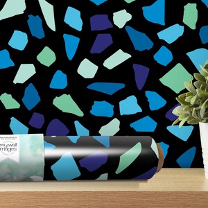 Zdejmowana tapeta, samoprzylepna tapeta, fototapeta - Cool Blues Modern Sea Glass Wall Art, dekoracja ścienna, MW2077