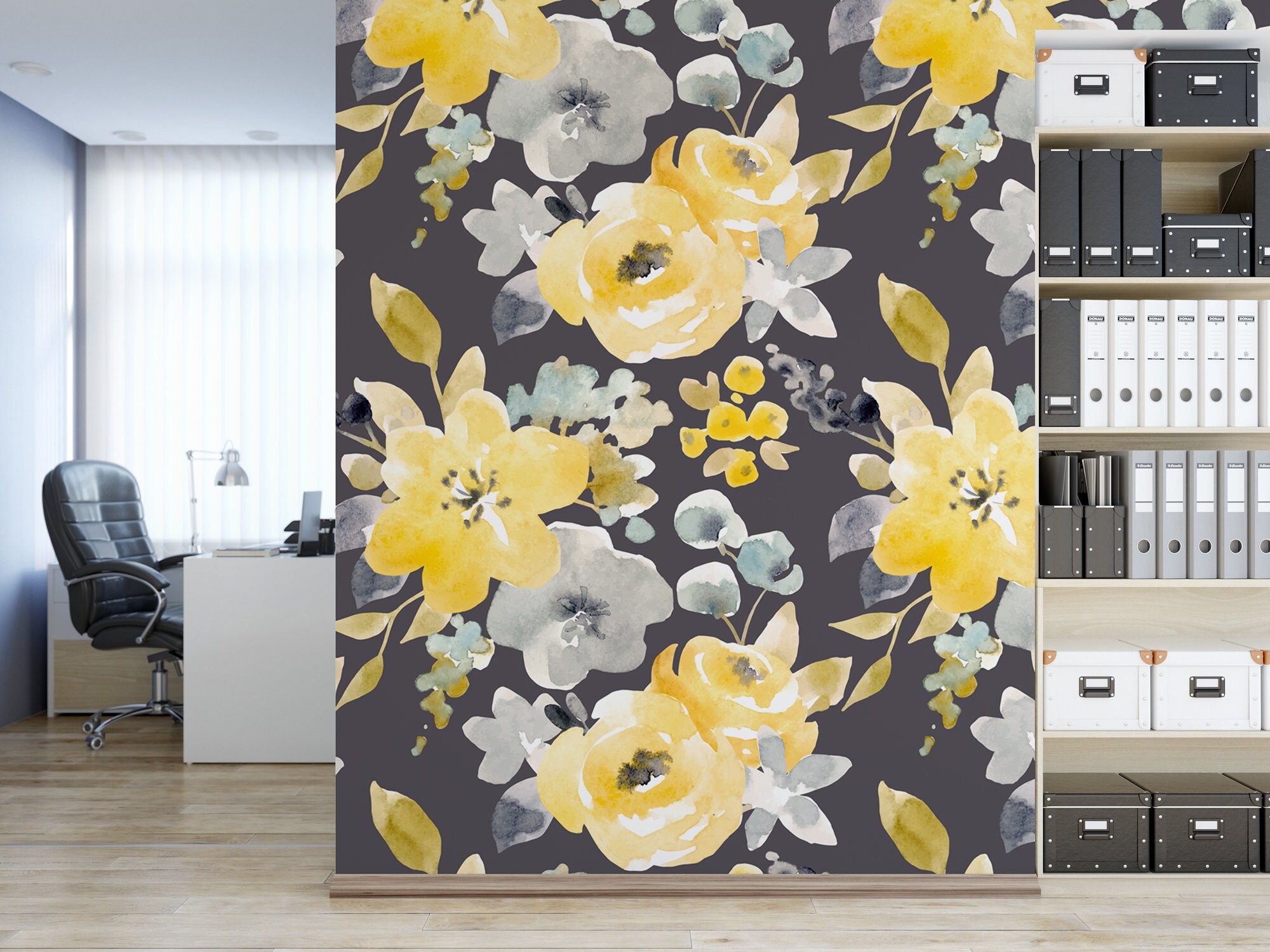 Yellow And Gray Floral Pattern