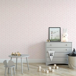 Pink Wallpaper | Delicate Pink and White Geometric Peel and Stick Mural (MW1145) image 3