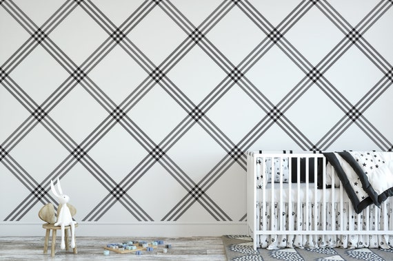 Plaid Wallpaper Peel and Stick Wallpaper Black and White Plaid - Etsy Plaid Wallpaper Peel and Stick Wallpaper Black and White Plaid - Etsy