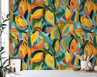 Mangoes, Removable Wallpaper, Wall Art, Peel and Stick Wallpaper,  Mural, Accent Wall Holiday Wallpaper, MW1964