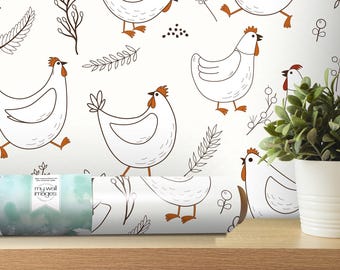 Cute Chickens Farm Wallpaper | Peel and Stick Removable (MW1801)