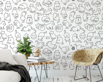 Cats  Removable Background,  Mural, Nursery, Decor, Accent Wall, MW1806