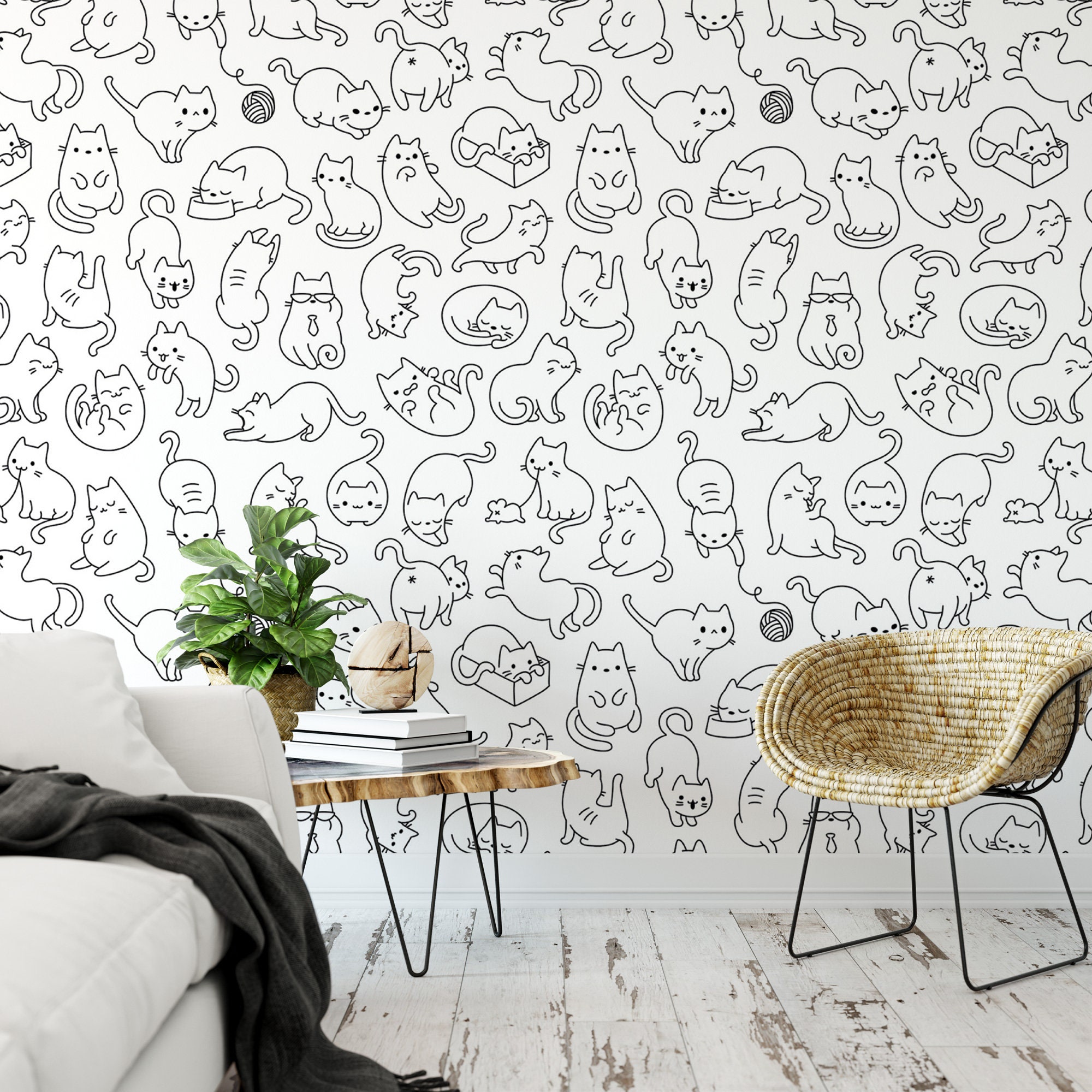 Buy Peel and Stick Wallpaper Cats Removable Background Mural Online in  India  Etsy