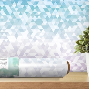 Blue Purple Pastel Triangles Wallpaper | Peel and Stick Mural | Girls Room Decor (MW1314)