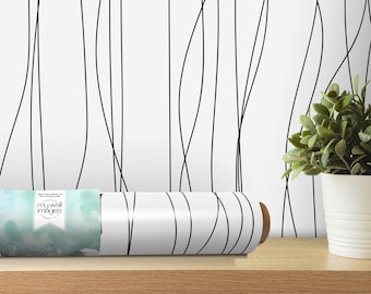 Abstract Black and White Wallpaper | Modern Minimalist Mural (MW1544)